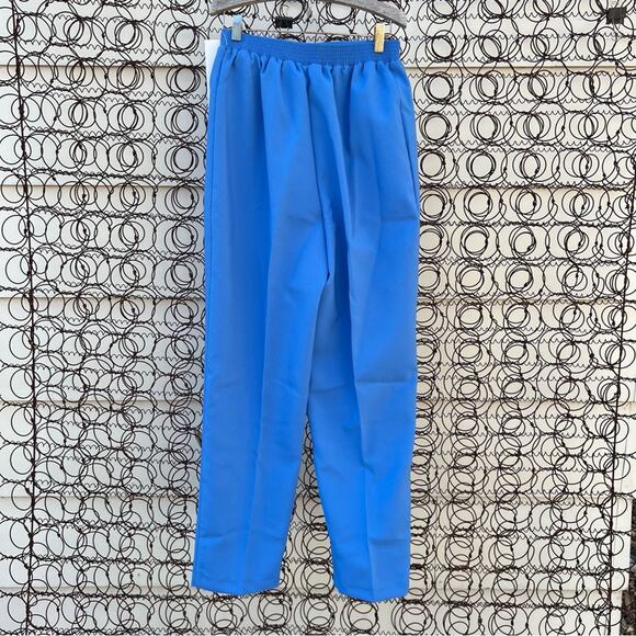 Vintage 80s 90s cornflower blue bend over elastic waist Grandma pants - Picture 2 of 4
